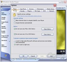 Media Player 9 - ein Teil der Schnüffelwerkzeuge lassen sich deaktivieren