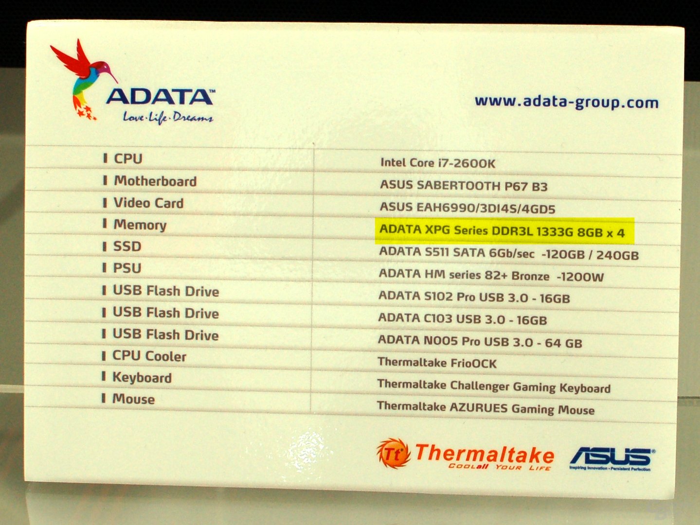 Adata XPG Gaming Series DDR3L 1333G 8 GB × 4