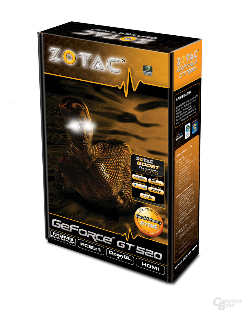 Zotac GeForce GT 520 mit PCIe-x1-Anschluss