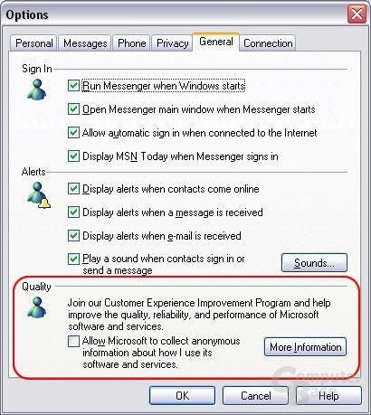 MSN Messenger 5 und die Privatsphäre