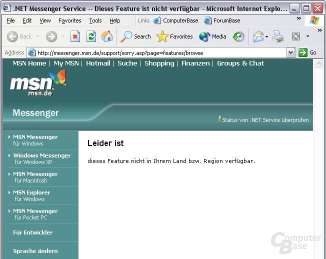 MSN Messenger 5 gemeinsames Browsen nicht verfügbar