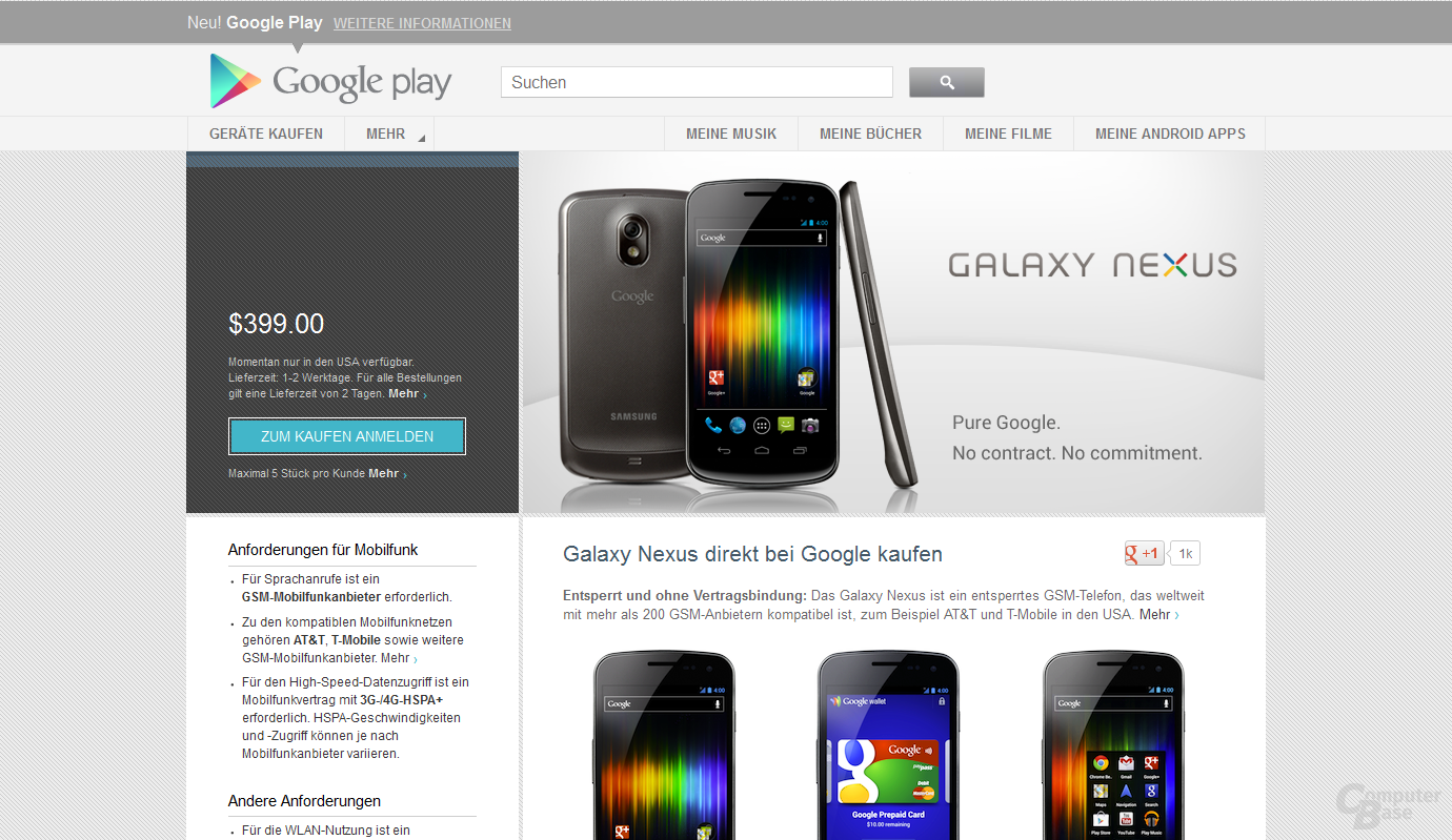Galaxy Nexus im Google-Play-Shop