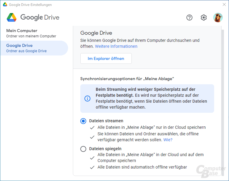 Google Drive – Einstellungen