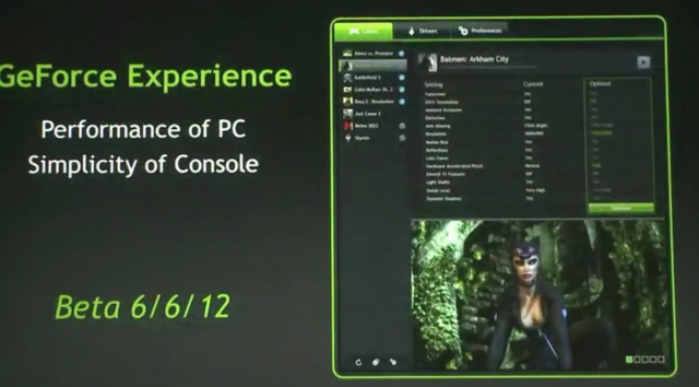 Präsentation zu Nvidias "GeForce Experience"