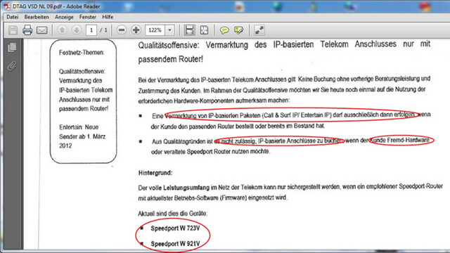 Internes Telekom-Schreiben