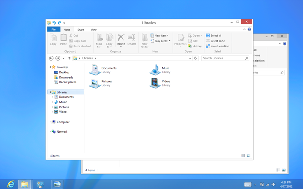 Desktop-Benutzeroberfläche von Windows  8
