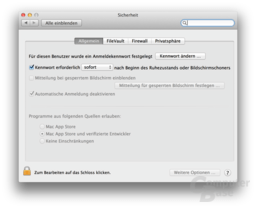 Sicherheitseinstellungen unter OS X 10.8 Mountain Lion