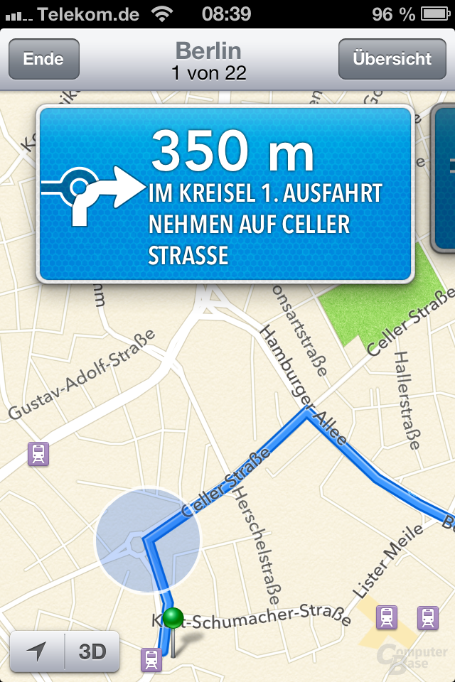 iPhone 4S (iOS 6): Navigation mit Apple Maps