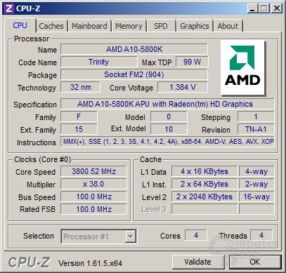 AMD A10-5800K im Normaltakt