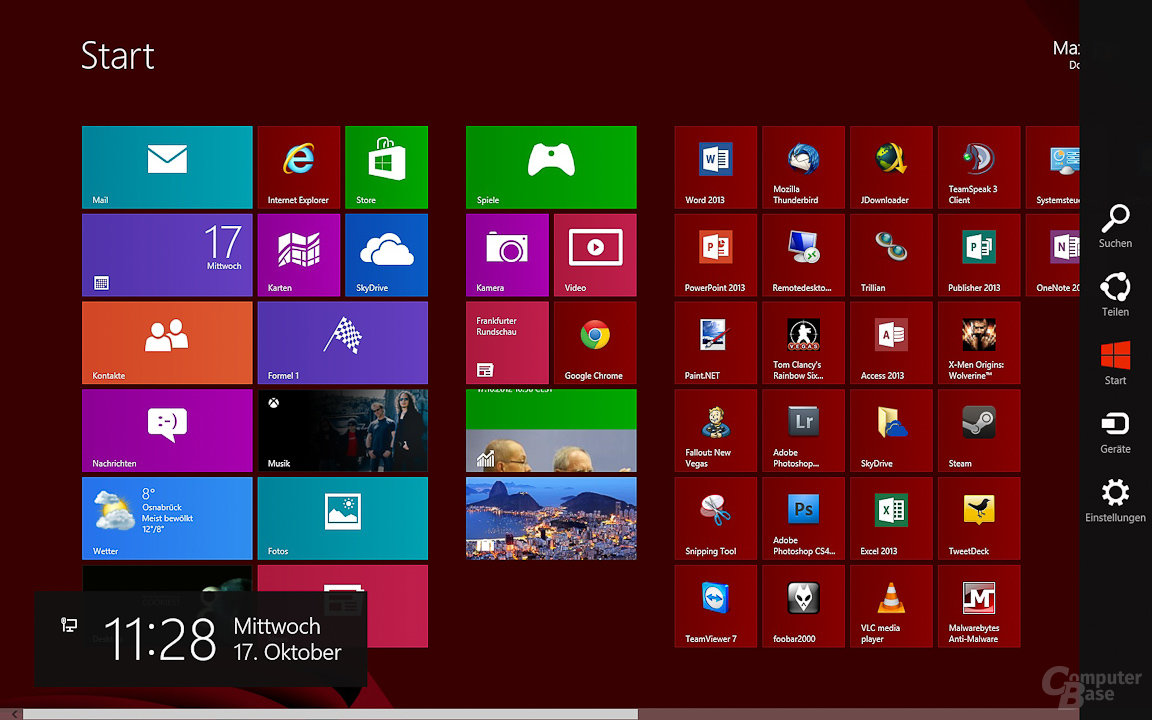 Windows 8: Charms-Bar