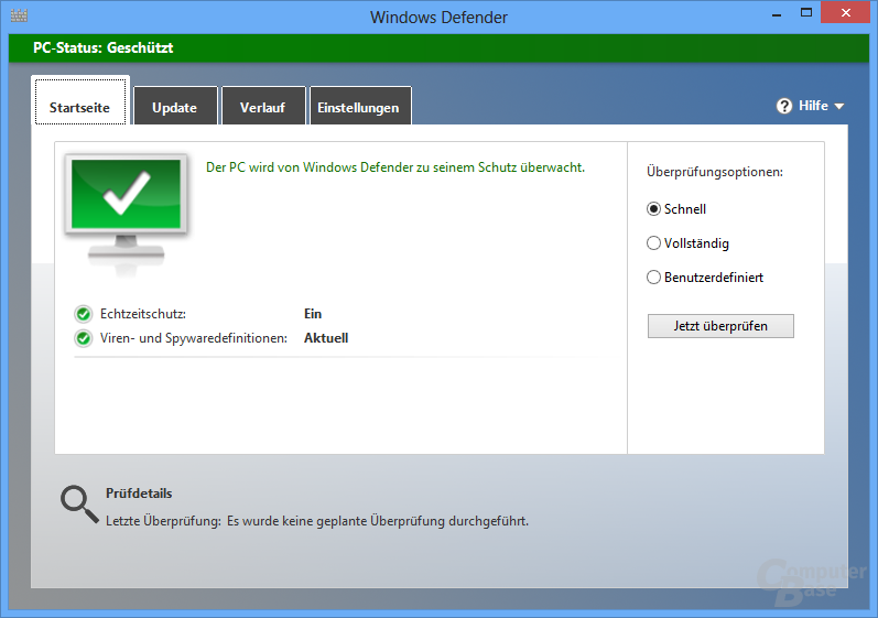 Windows Defender mit Antivirenschutz in Windows 8