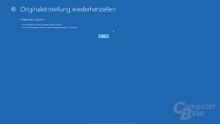 Bootmenü - Originaleinstellungen wiederherstellen