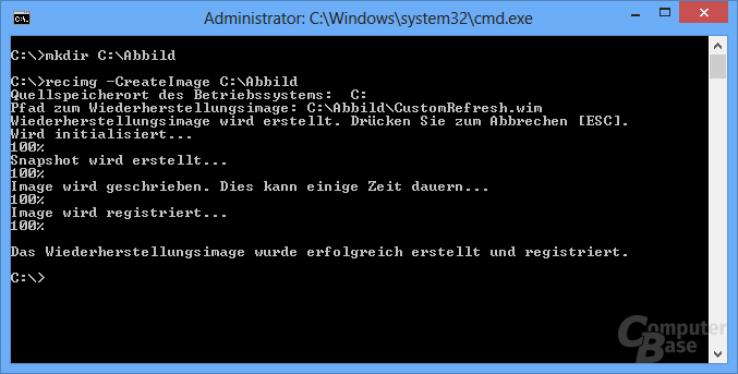 Windows 8 - Systemabbild mit RecImg