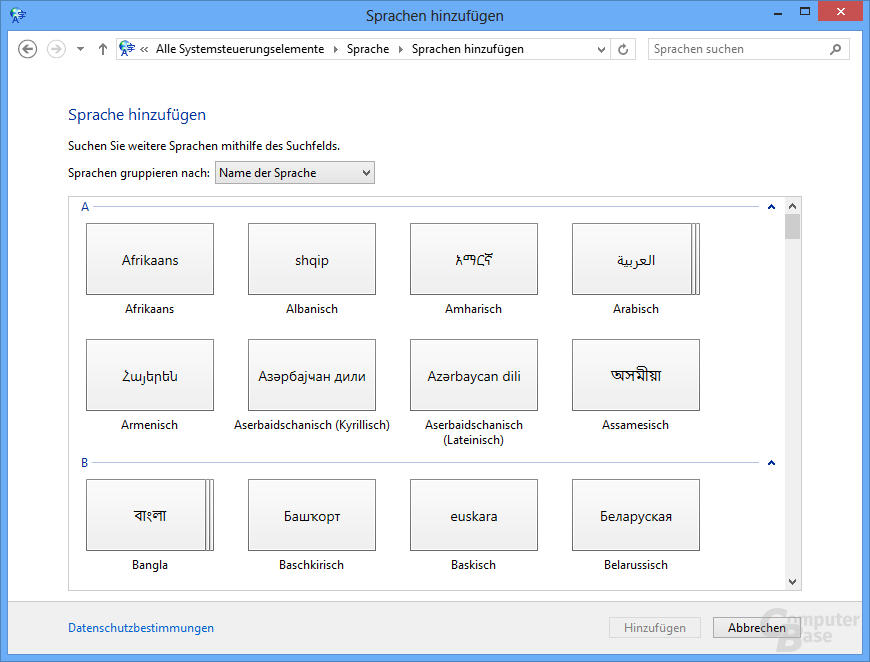 Sprache ändern unter Windows 8