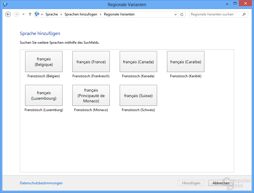Sprache ändern unter Windows 8