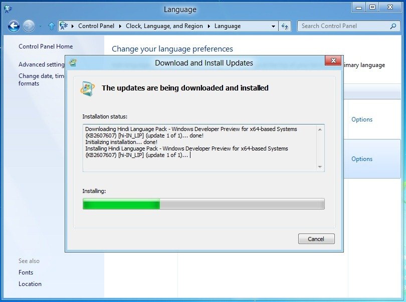 Sprachpaket installieren unter Windows 8