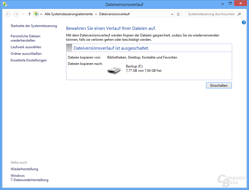 Dateiversionsverlauf in Windows 8