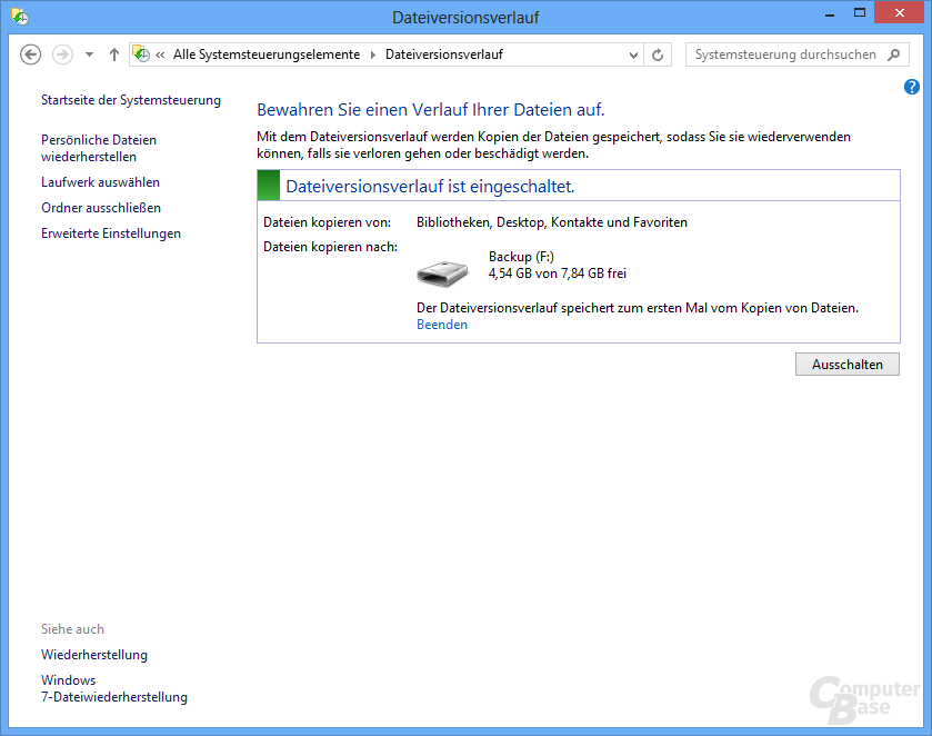 Dateiversionsverlauf in Windows 8
