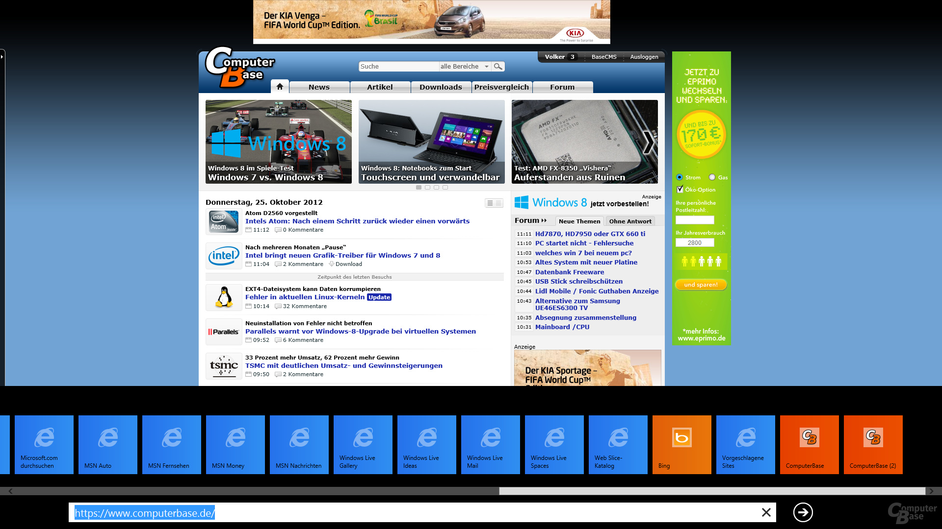 Internet Explorer 10 unter Modern UI