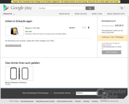 Nexus 4 im Einkaufswagen – Bezahlen geht nicht