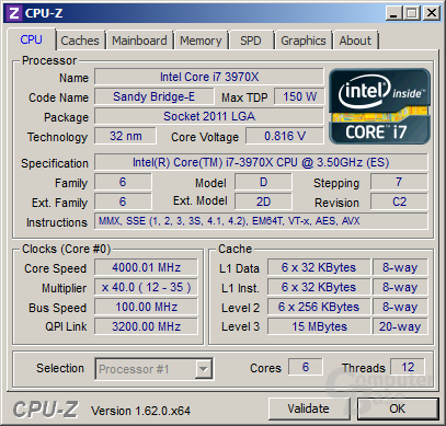 Intel Core i7-3970X im vollen Turbo (und falscher Spannung)