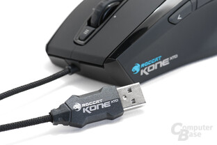 Gekennzeichneter USB-Anschluss am Textilmantel-Kabel
