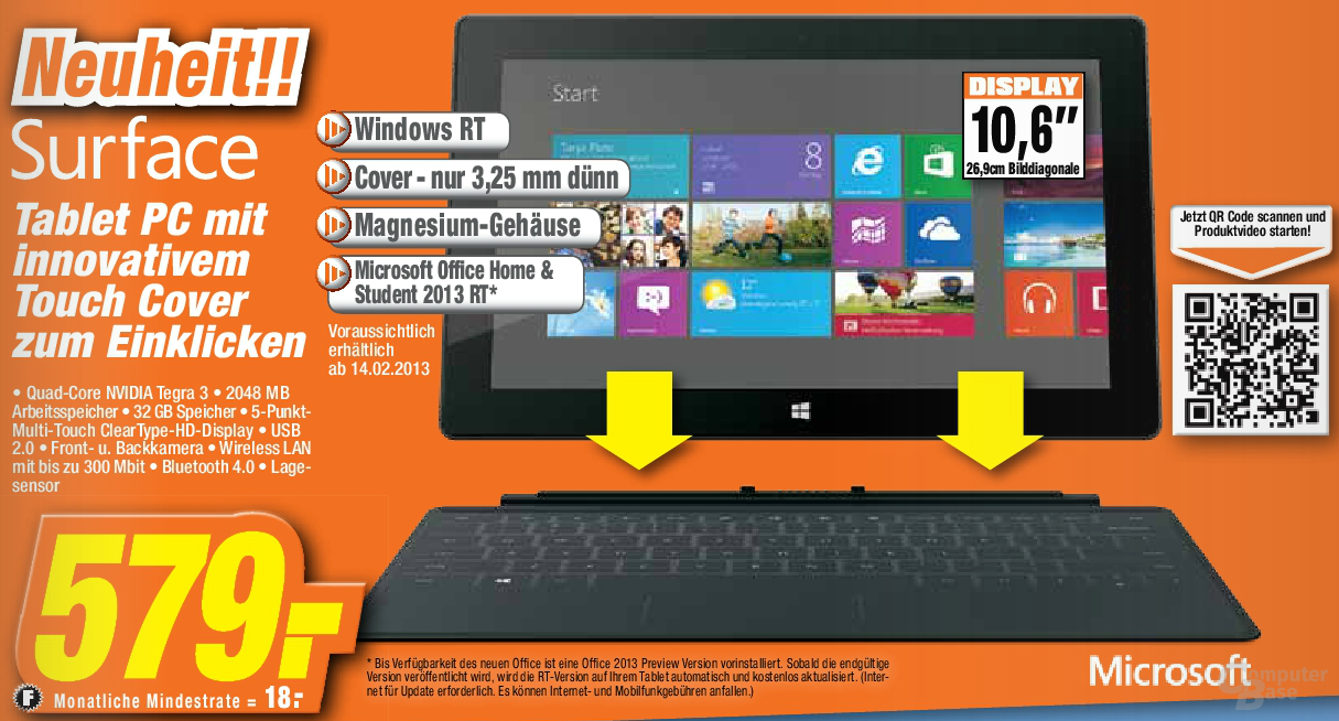 Werbung für das Microsoft Surface