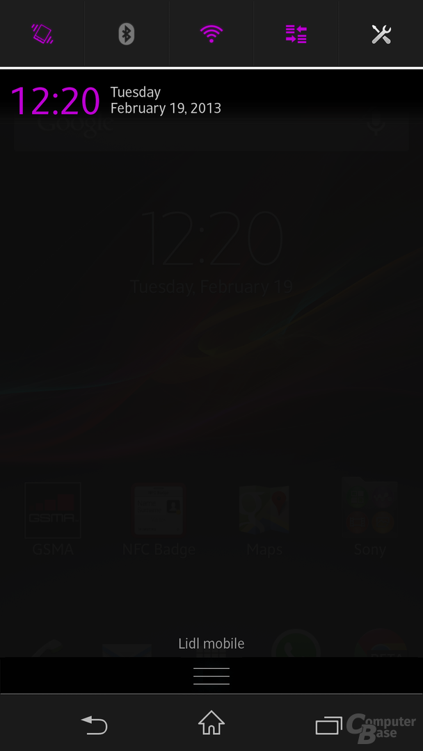 Sony Xperia Z - Statusleiste