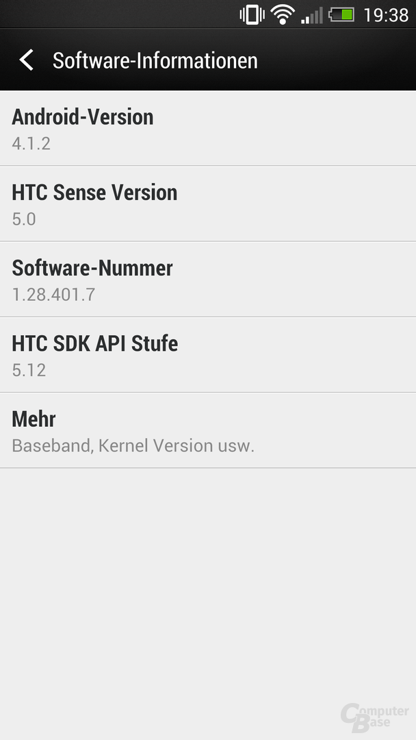 HTC One Software-Informationen