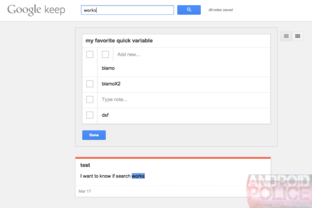 Auszug aus Google Keep