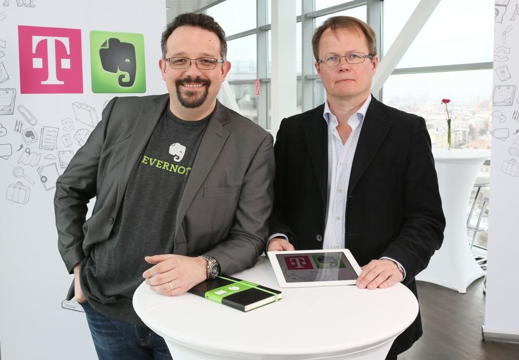 Evernote-CEO Phil Libin (links) und Telekom-Manager Heikki Makijarvi