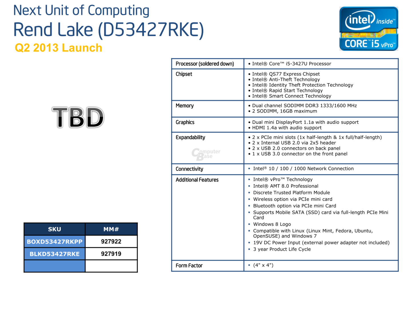 Intel NUC-Platine D53427RKE