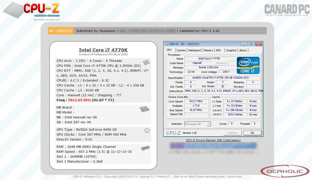 Intel Core i7-4770K übertaktet