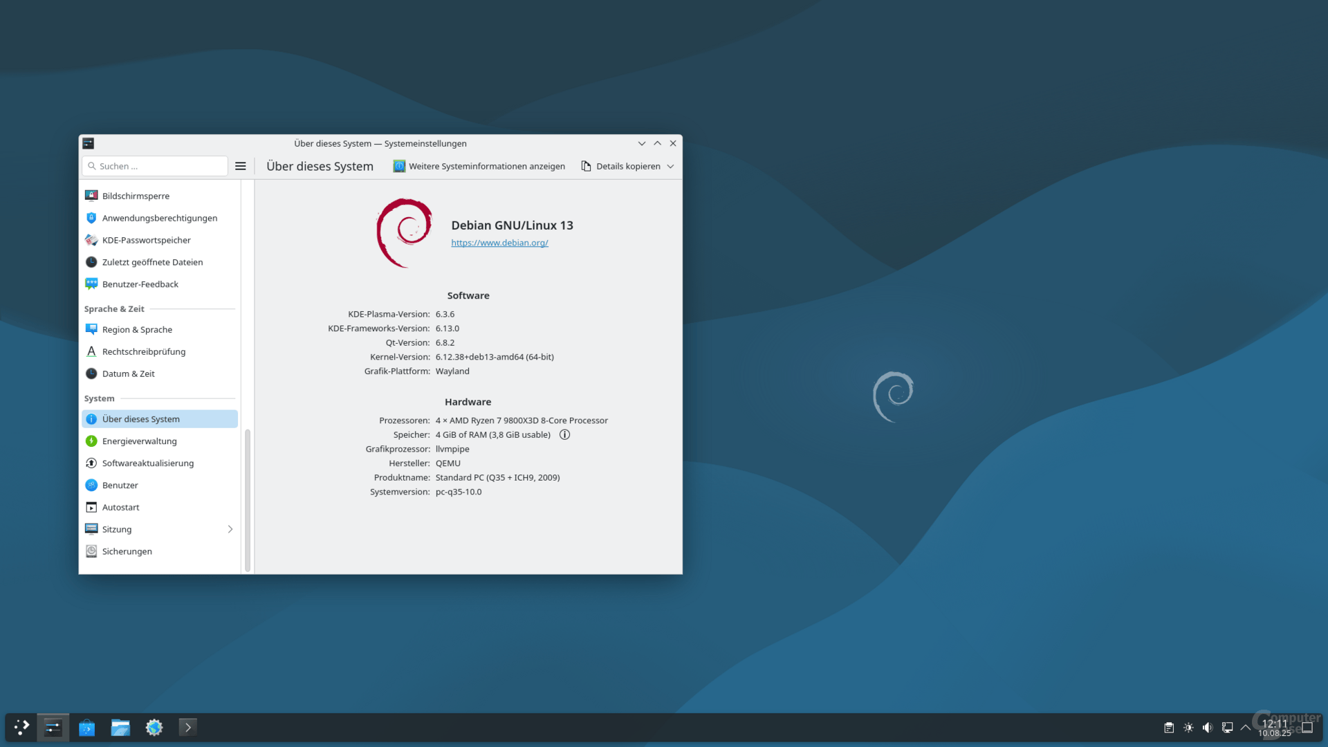 Debian 13 („Trixie“) mit KDE Plasma 6.3