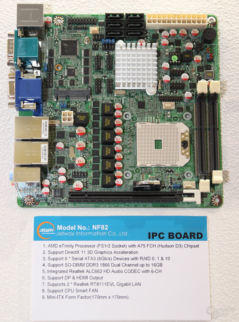 Jetway Mini-ITX-Board für AMD Trinity