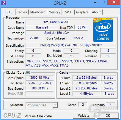 Intel Core i5-4570T undervoltet