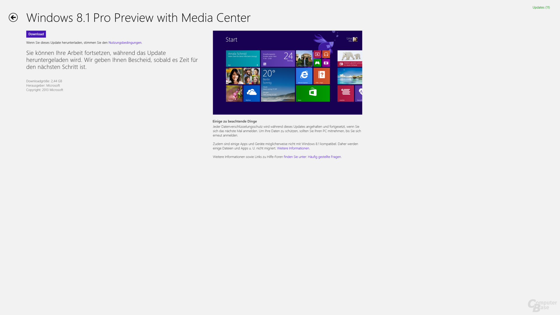 Installation des Updates
