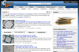 Themenseite „Haswell“ mit Tab „Tests & Berichte“