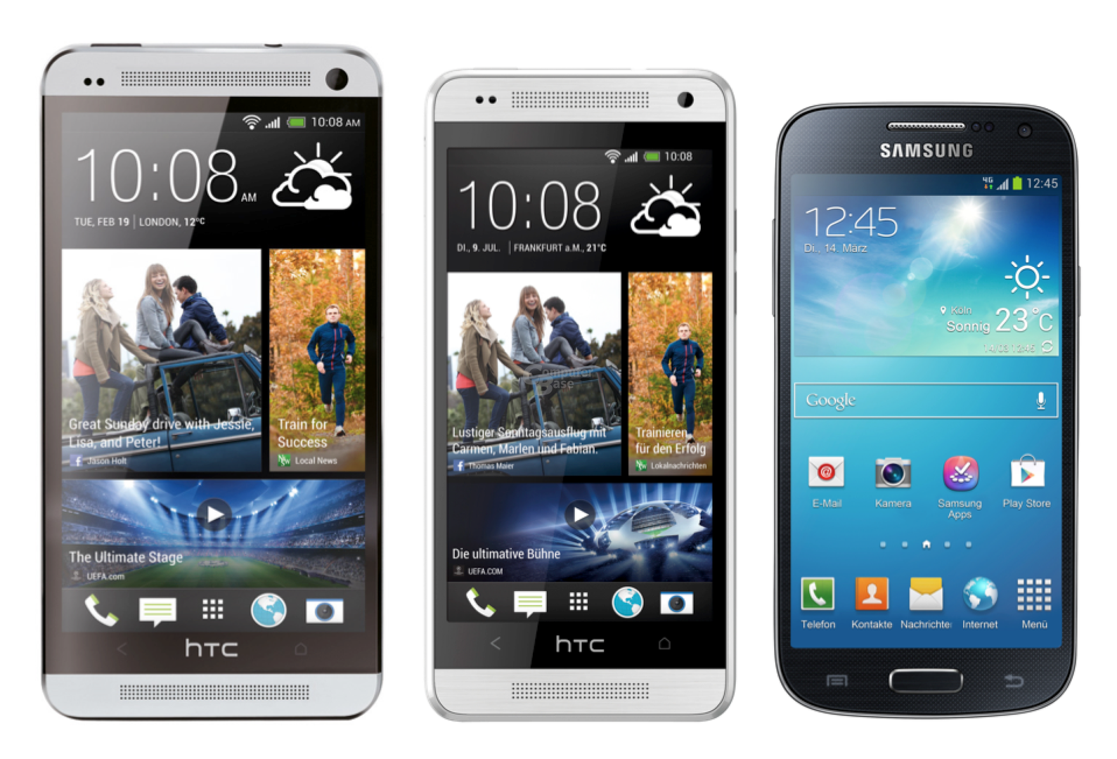 v.l.n.r.: HTC One, One mini, Samsung Galaxy S4 mini