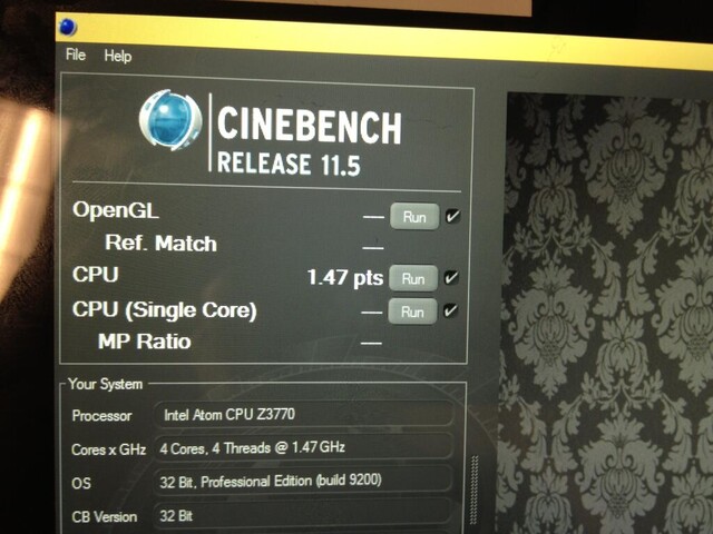 Intel Atom Z3770 „Bay Trail“ im CineBench 11.5