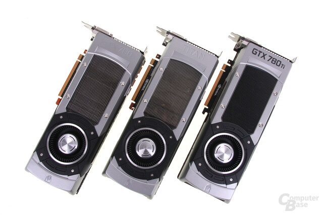 v.l.n.r.: GeForce GTX 780, GTX Titan und GTX 780 Ti