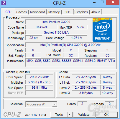 Intel Pentium G3220 für ebenfalls 45 Euro