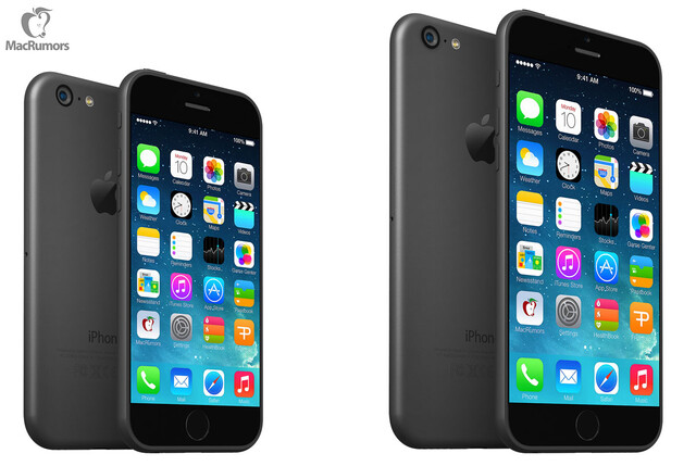 So könnte das iPhone 6 mit 4,7 (links) und 5,7 Zoll (rechts) aussehen