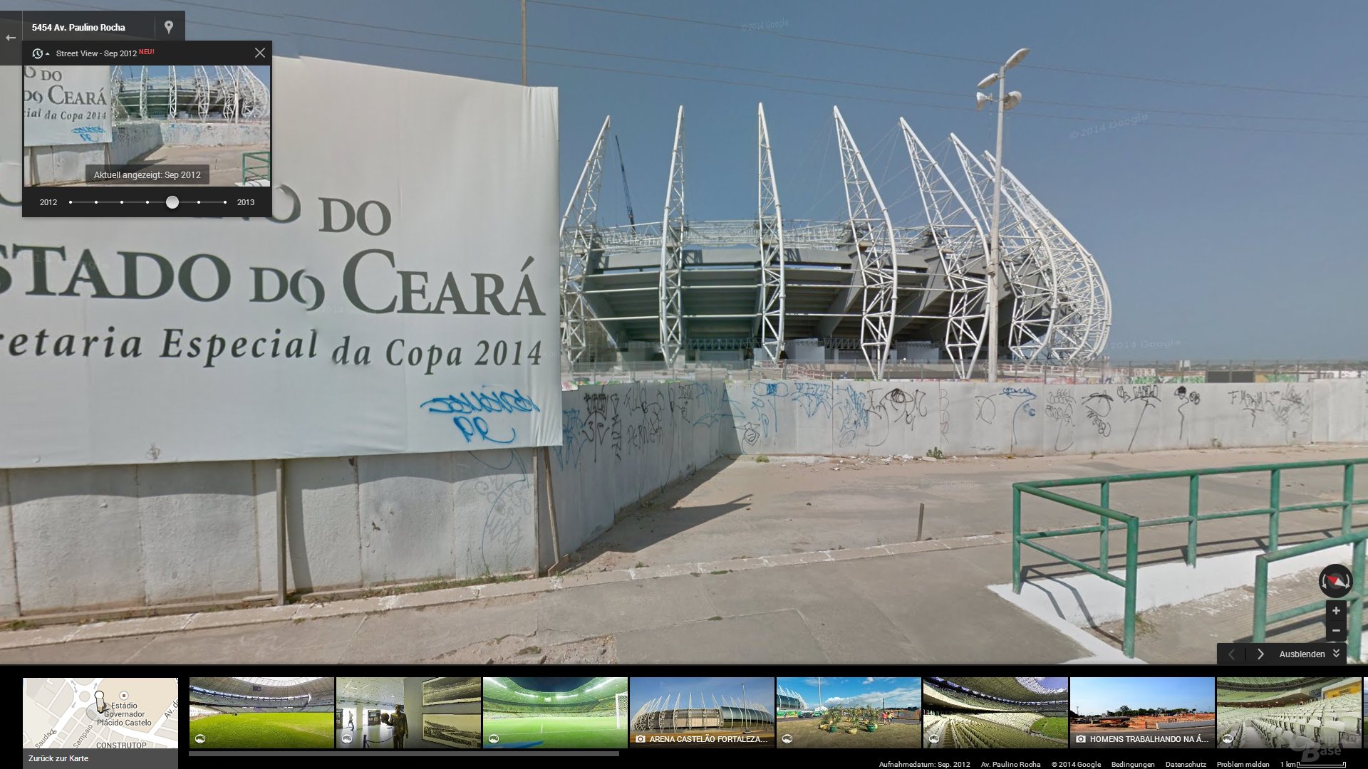 Zeitreise mit Google Street View: 2014 World Cup Stadium in Fortaleza, Brazil
