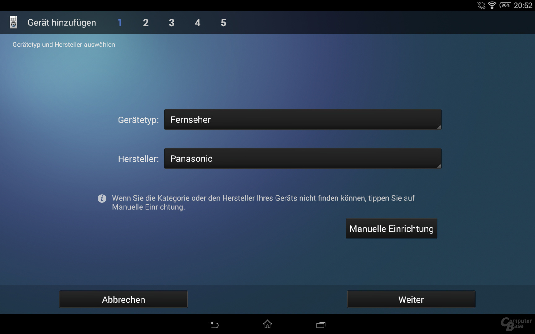 Sony Xperia Z2 Tablet IR-Fernbedienung-App