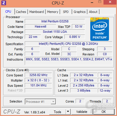 Intel Pentium G3258 mit 0,15 Volt weniger Spannung