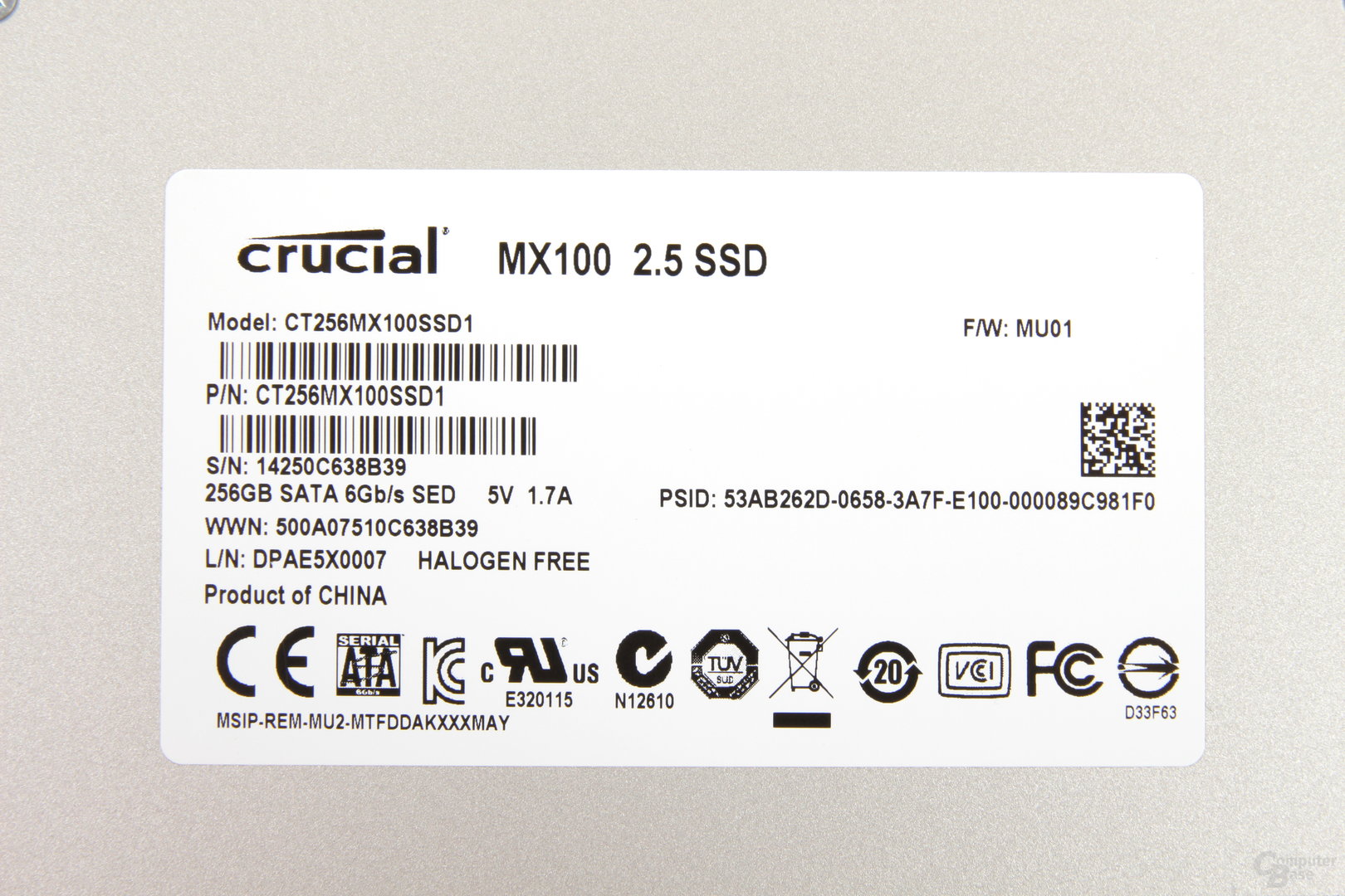 Crucial MX100 mit 256 GB