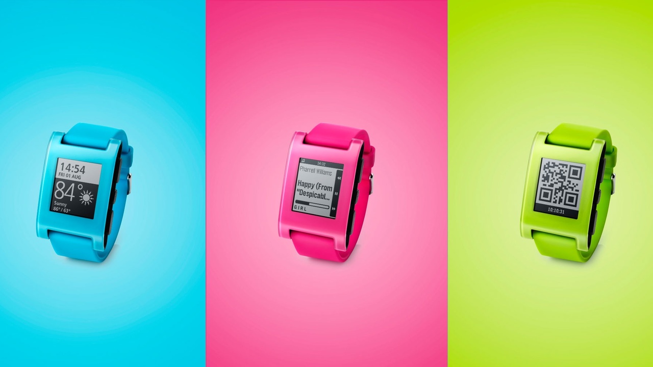 Smartwatch Pebble #FreshHotFly in Blau, Pink und Grün