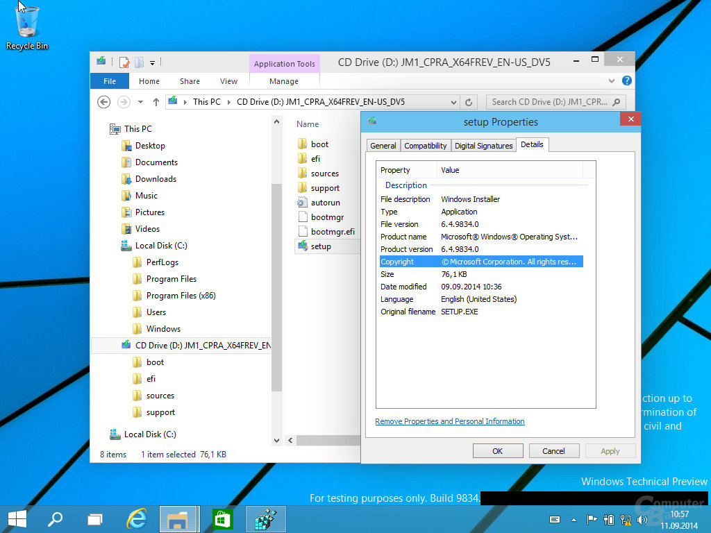 Windows 10 Technical Preview Build 9834