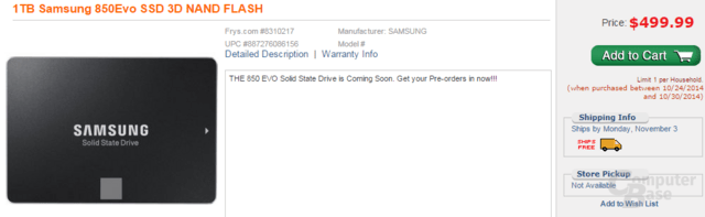 US-Händler listet 850 Evo SSD